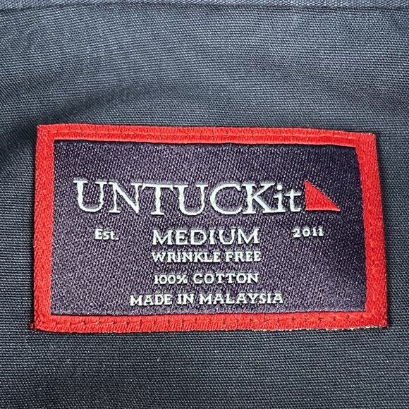 UnTuckit Mens Navy 100% Cotton Button Down Shirt Sz Medium - Picture 3 of 3